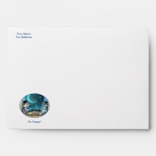 Cats Eiffel Tower - Night Happy White Envelope
