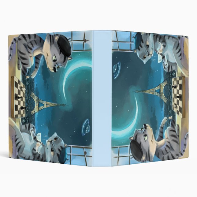 Cats Eiffel Tower - Night Scrapbook/Album Binder (Background)