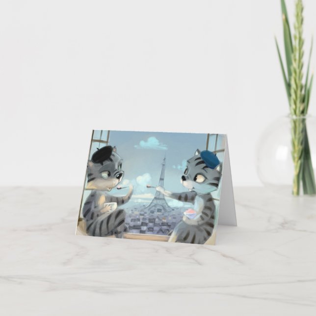 Cats & Eiffel Tower – Paris Blank Card (Front)