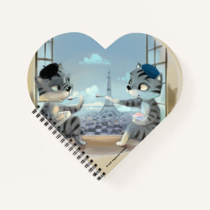 Cats & Eiffel Tower - Paris Heart Notebook