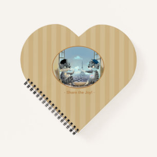 Cats & Eiffel Tower - Paris Joy Heart Notebook