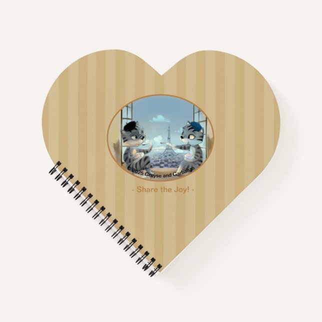 Cats & Eiffel Tower - Paris Joy Heart Notebook (Front)