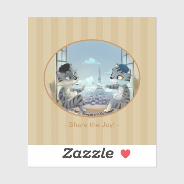 Cats & Eiffel Tower – Paris Joy Vinyl Sticker (V)  (Sheet)