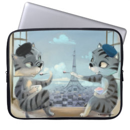 Cats & Eiffel Tower - Paris Laptop Sleeve (Var)