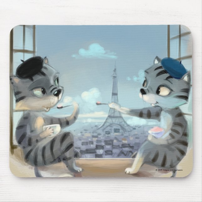 Cats & Eiffel Tower – Paris Mousepad (Front)