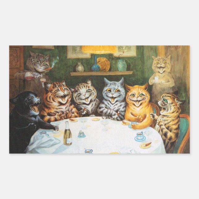 Cats Enjoying Cigars & Brandy, Louis Wain Sticker (Front)