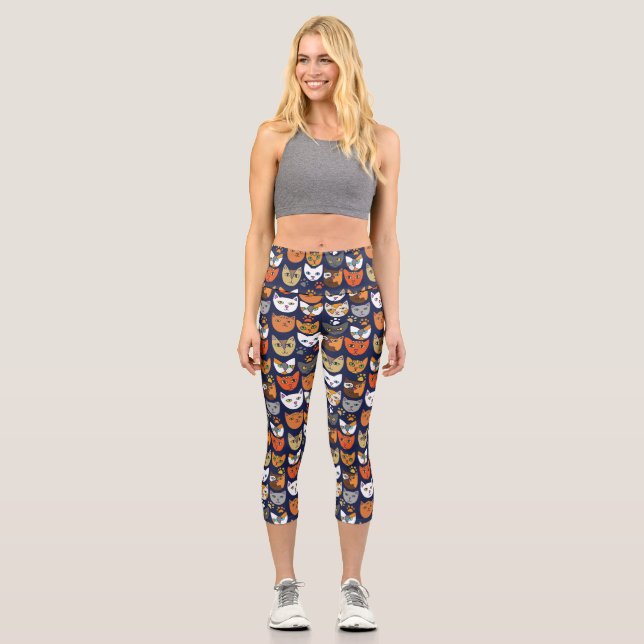 Cats Everywhere Cat Person Capri Leggings (Front)