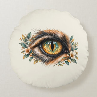 Cats Eye Botanical Art Round Pillow