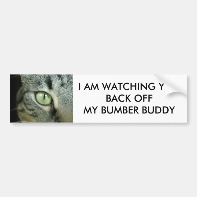 CAT'S EYE IS WATCHING U-GET OFF MY BUMPBER BUDDY BUMPER STICKER (Front)