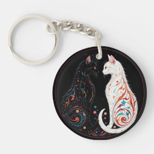 Cats facing each other keychain