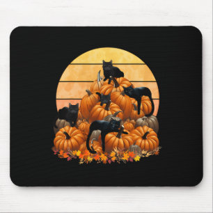 Cats Fall Autumn Pumpkins Thanksgiving Matching Mouse Pad