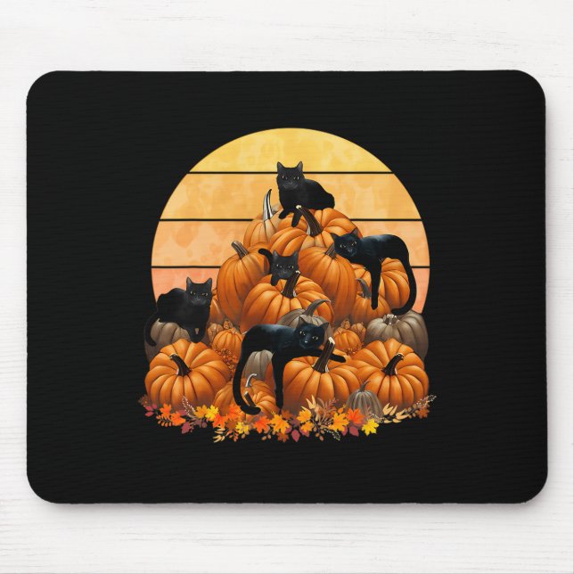 Cats Fall Autumn Pumpkins Thanksgiving Matching  Mouse Pad (Front)