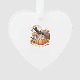 Cats Fall Autumn Pumpkins Thanksgiving Sunflower C Ornament