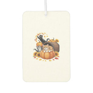 Cats Fall Autumn Pumpkins Thanksgiving Sunflower O Air Freshener
