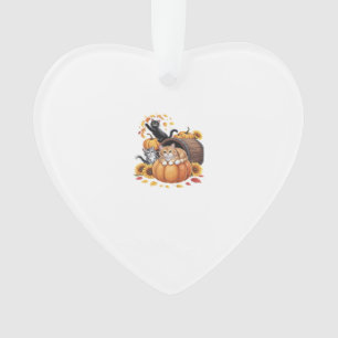 Cats Fall Autumn Pumpkins Thanksgiving Sunflower O Ornament