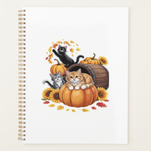 Cats Fall Autumn Pumpkins Thanksgiving Sunflower O Planner