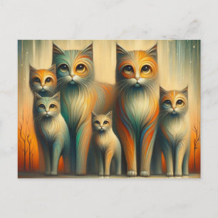 Cats family postcard