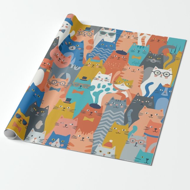 CATS FAMILY WRAPPING PAPER (Unrolled)