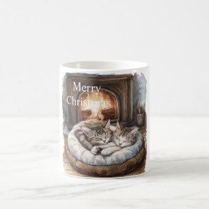 Cats Fireplace Christmas Coffee Mug