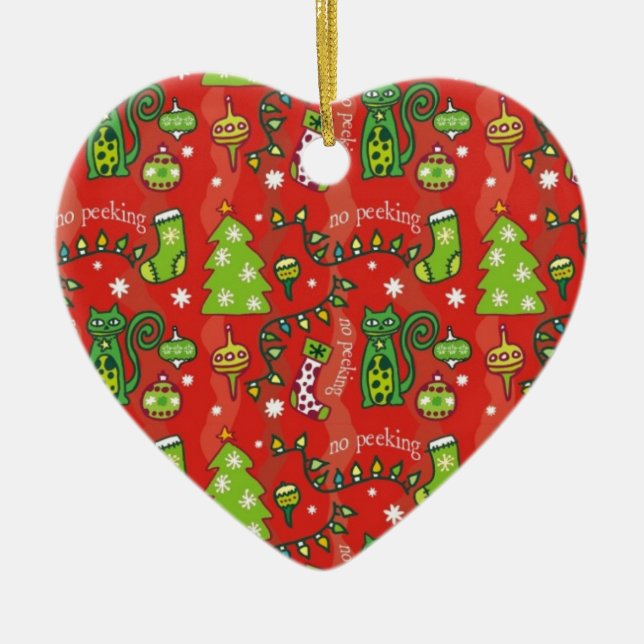 Cats for Christmas Ceramic Ornament (Front)