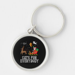 Cats For Everybody Christmas Cat Funny Women Santa Keychain