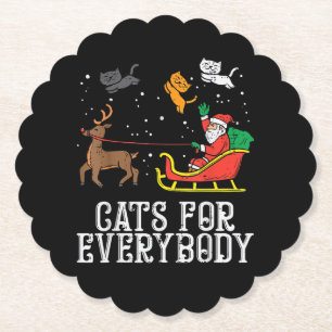 Cats For Everybody Christmas Cat Funny Women Santa Paper Coaster