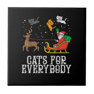 Cats For Everybody Christmas Cat Funny Women Santa Tile