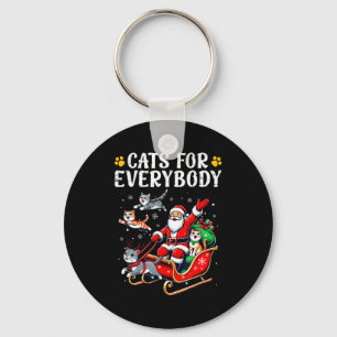 Cats For Everybody Christmas Cat Funny Xmas Men Wo Keychain