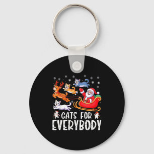 Cats For Everybody Christmas Cat Funny Xmas Men Wo Keychain