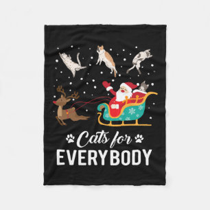 Cats For Everybody Christmas Cat Funny Xmas Santa Fleece Blanket