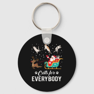 Cats For Everybody Christmas Cat Funny Xmas Santa Keychain