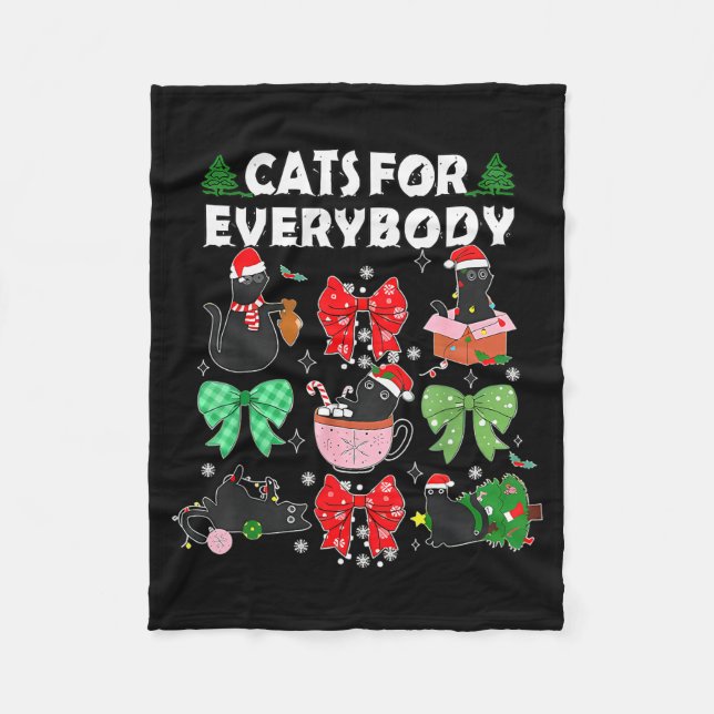 Cats For Everybody Christmas Cat Funny Xmas Women  Fleece Blanket (Front)