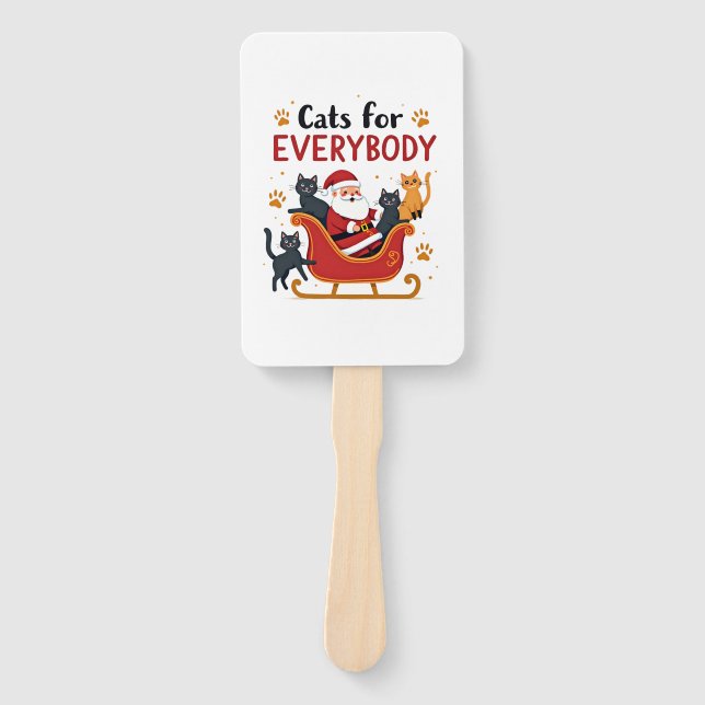 Cats For Everybody Christmas Cat Funny Xmas Women  Hand Fan (Front)