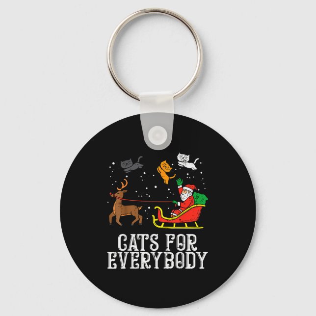 Cats For Everybody Christmas Cat Funny Xmas Women  Keychain (Front)