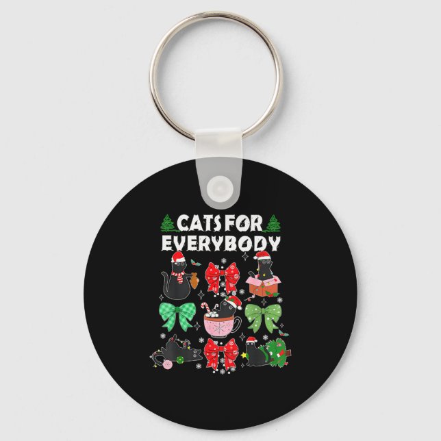 Cats For Everybody Christmas Cat Funny Xmas Women  Keychain (Front)