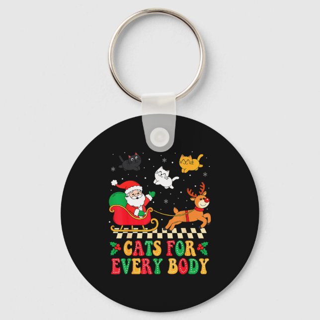 Cats For Everybody Christmas Cat Funny Xmas Women  Keychain (Front)