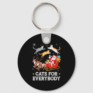 Cats For Everybody Christmas Cat Funny Xmas Women  Keychain
