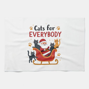 Cats For Everybody Christmas Cat Funny Xmas Women  Kitchen Towel
