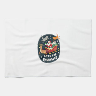 Cats For Everybody Christmas Cat Funny Xmas Women  Kitchen Towel