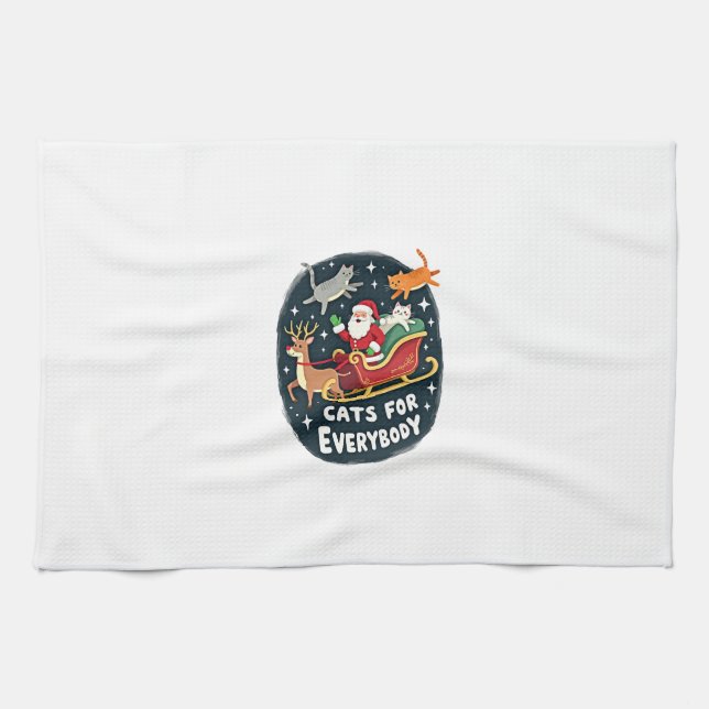 Cats For Everybody Christmas Cat Funny Xmas Women  Kitchen Towel (Horizontal)