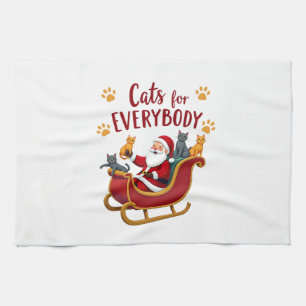 Cats For Everybody Christmas Cat Funny Xmas Women  Kitchen Towel