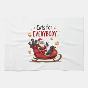 Cats For Everybody Christmas Cat Funny Xmas Women  Kitchen Towel
