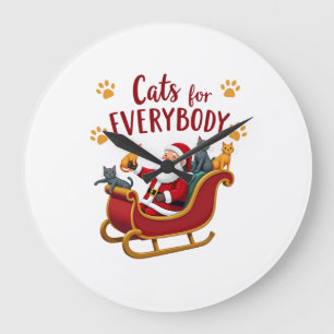 Cats For Everybody Christmas Cat Funny Xmas Women Large Clock