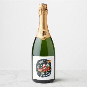 Cats For Everybody Christmas Cat Funny Xmas Women  Sparkling Wine Label