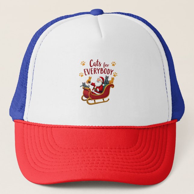 Cats For Everybody Christmas Cat Funny Xmas Women  Trucker Hat (Front)