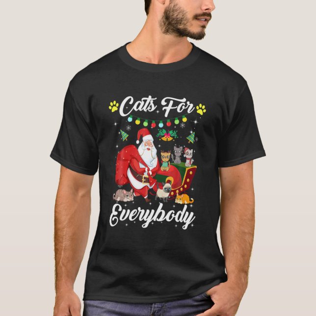 Cats For Everybody Christmas Cute Cat Lover Ugly S T-Shirt (Front)