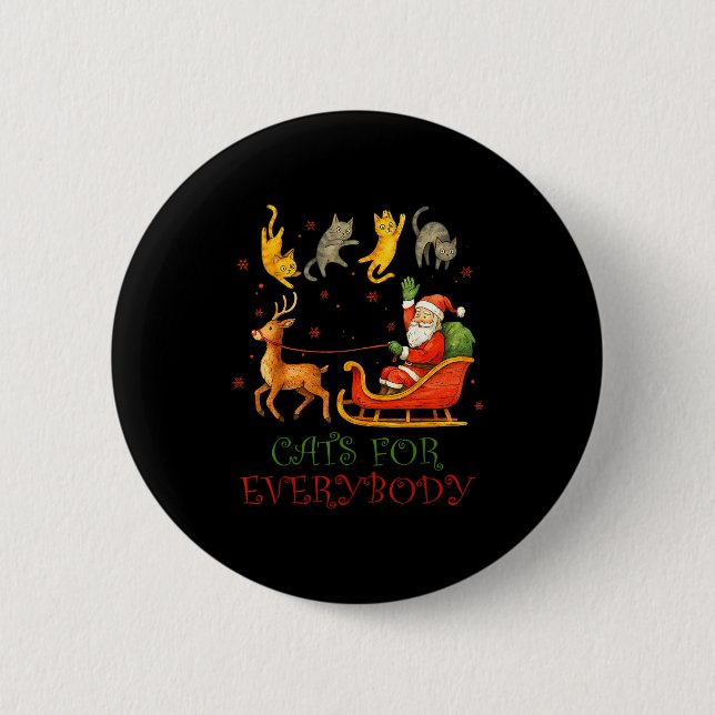 Cats For Everybody Christmas Funny Cat Xmas Santa  2 Inch Round Button (Front)