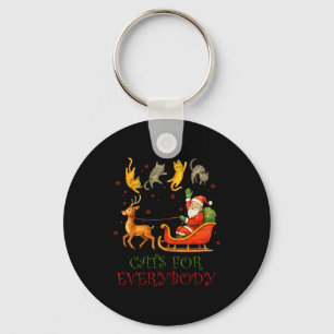 Cats For Everybody Christmas Funny Cat Xmas Santa Keychain