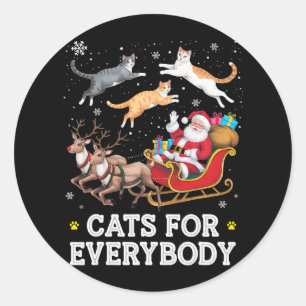Cats For Everybody Christmas Funny Santa Cat Lover Classic Round Sticker