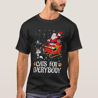 Cats for Everybody Christmas Santa Sleigh Funny Ca T-Shirt
